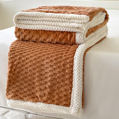 2023新款多功能牛奶绒提花金龟绒被套毯盖毯 1.5*2.0m单盖毯 盖毯-橘色
