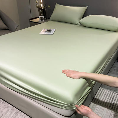 2024新款A类全棉AB版13374纯色单品系列-床笠，枕套 0.9*2米单床笠 纯色床笠-抹茶绿