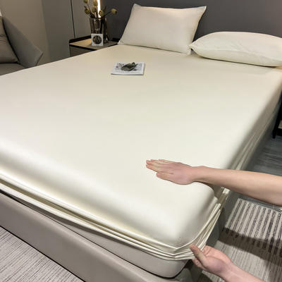 2024新款A类全棉AB版13374纯色单品系列-床笠，枕套 0.9*2米单床笠 纯色床笠-奶白