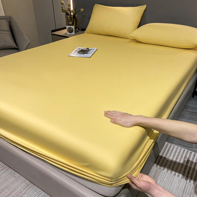 2024新款A类全棉AB版13374纯色单品系列-床笠，枕套 0.9*2米单床笠 纯色床笠-奶黄