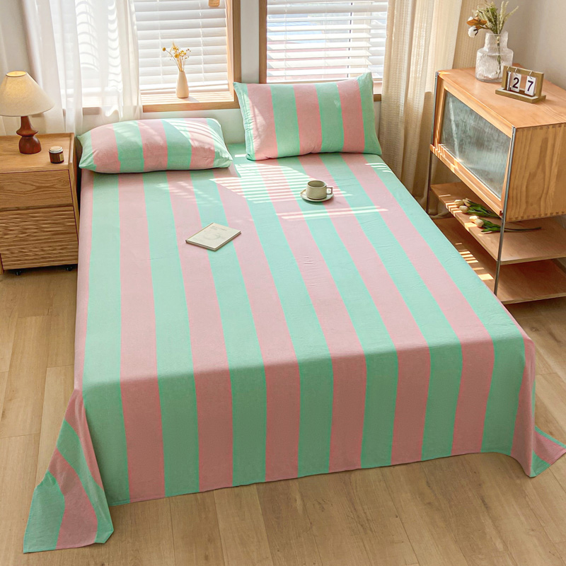 2024新款新款全棉色织水洗棉单品-单床单-单枕套 1.2*2.3米单床单 床单-初享粉