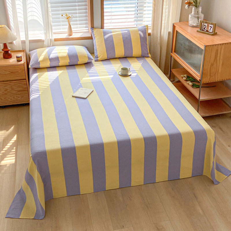2024新款新款全棉色织水洗棉单品-单床单-单枕套 1.2*2.3米单床单 床单-初享紫