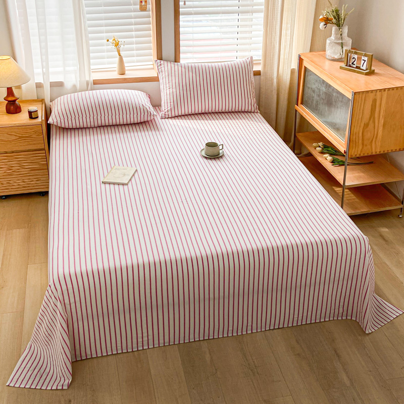 2024新款新款全棉色织水洗棉单品-单床单-单枕套 1.2*2.3米单床单 床单-格律红