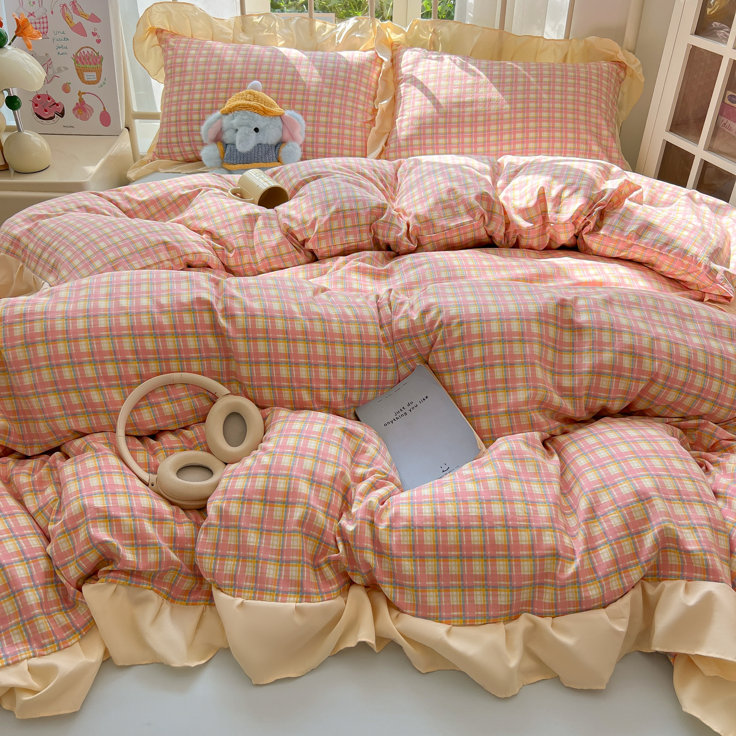 2025新款云朵棉水洗复古风奶油花边四件套学生宿舍开学季-罗密欧场景二