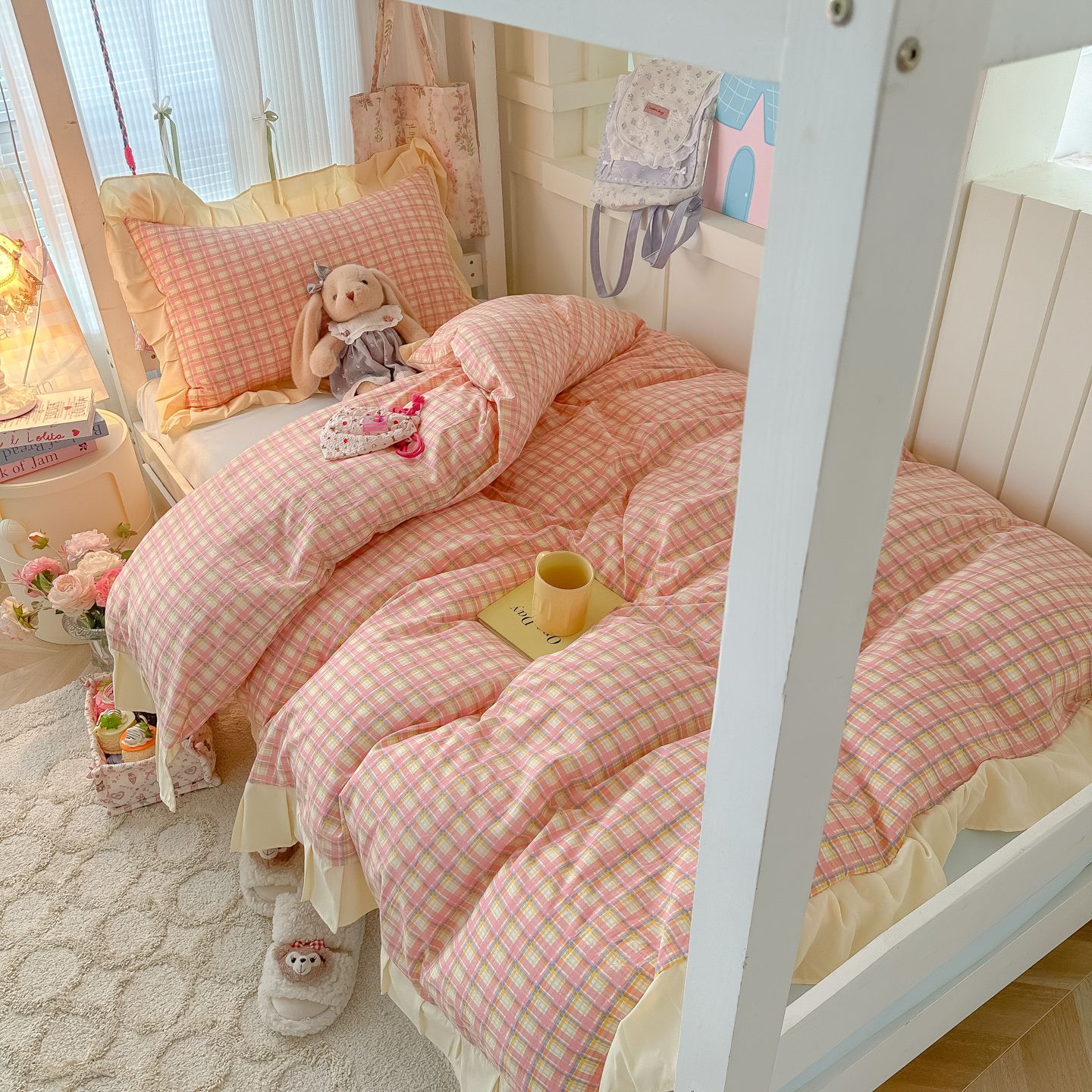 2025新款云朵棉水洗棉复古风奶油花边四件套学生宿舍开学季-罗密欧场景一