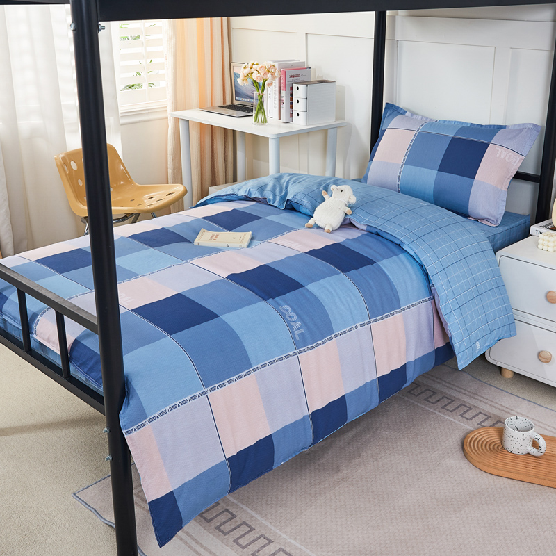 新款12868全棉床单款三件套多件套-床笠和床垫套（垫套款） 单床单155*230cm 杰西-蓝