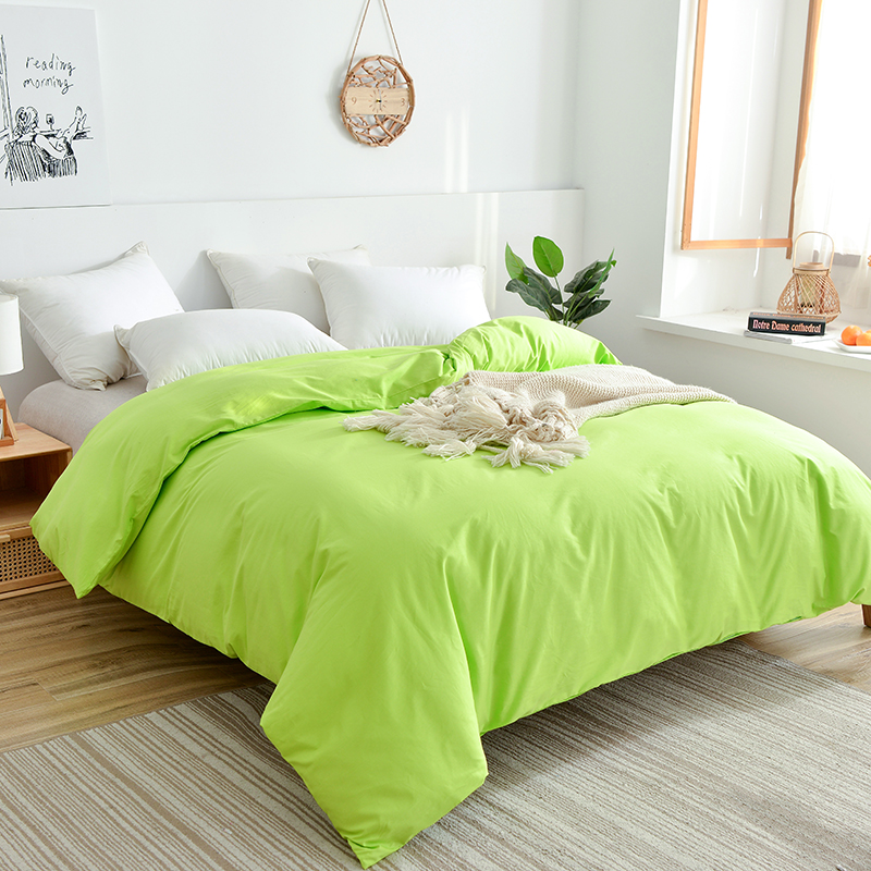 2023新款芦荟棉三件套不包含床单 AU-Single（被套150x200+枕套一对50x75） 果绿色