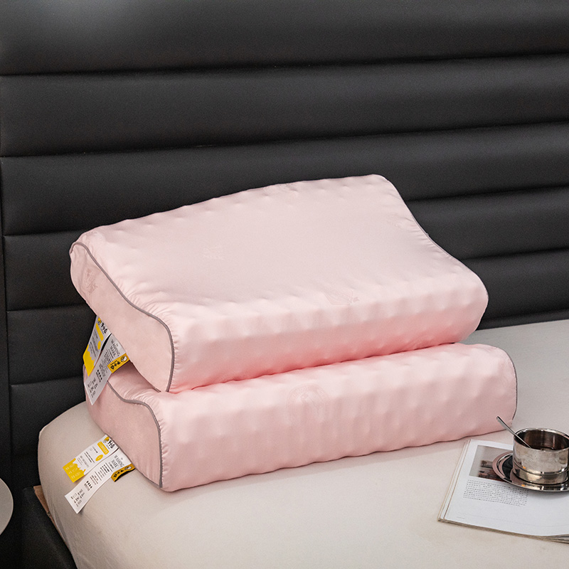 2021新款新款牛小白美颜乳胶枕枕头枕芯 58*35*9波浪曲线枕-粉色
