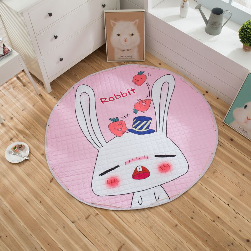 2021新款圆形卡通收纳地垫 直径1.5米厚度10MM 萝卜小兔
