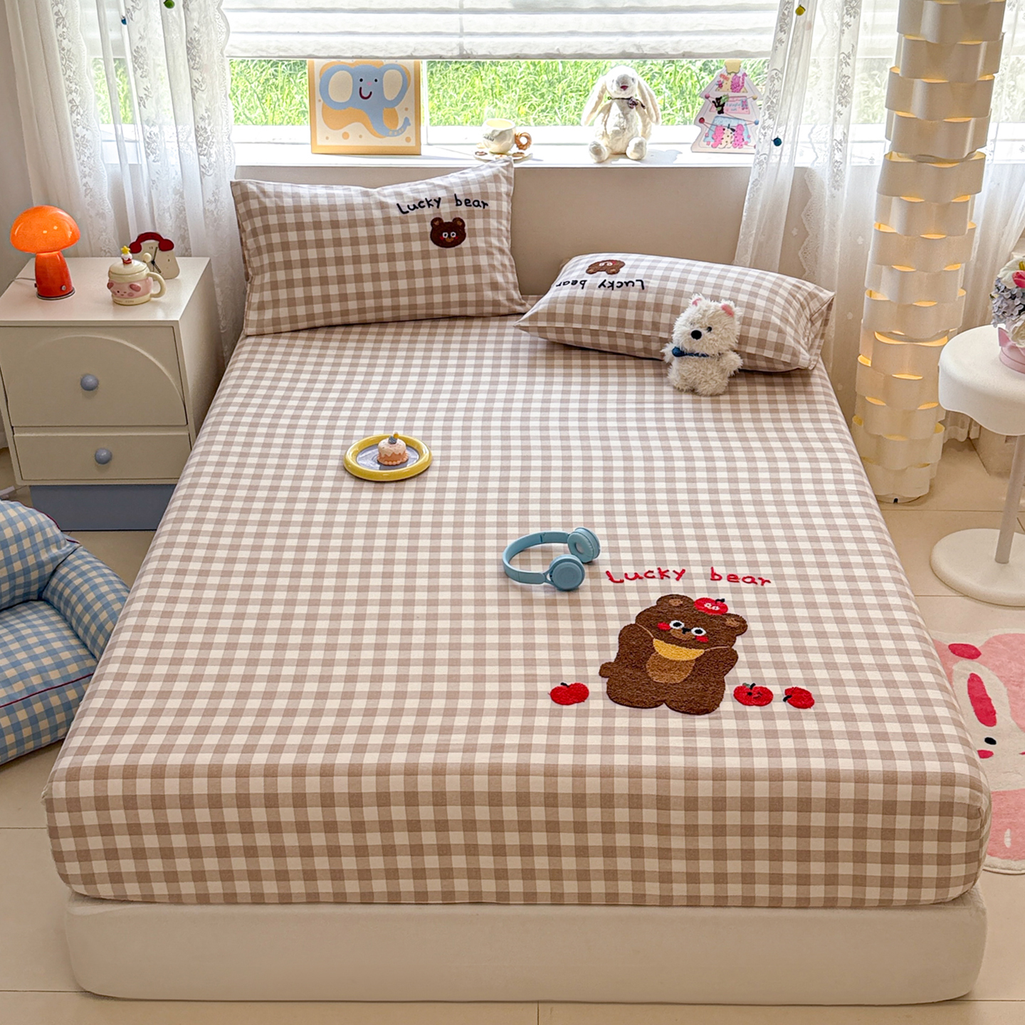 2025新款全棉磨毛毛巾绣单床笠系列 单床笠-熊熊满满