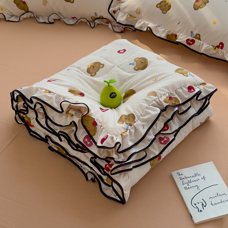 2025新款皱皱纱花边夏凉被空调被