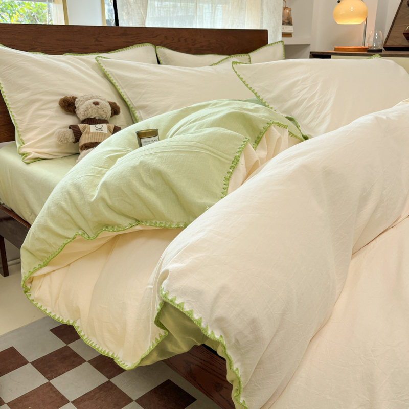 2025新款全棉纯棉三角针色织四件套