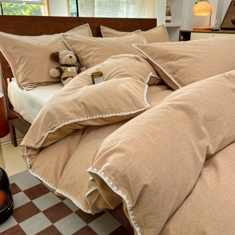 2025新款全棉纯棉三角针色织四件套