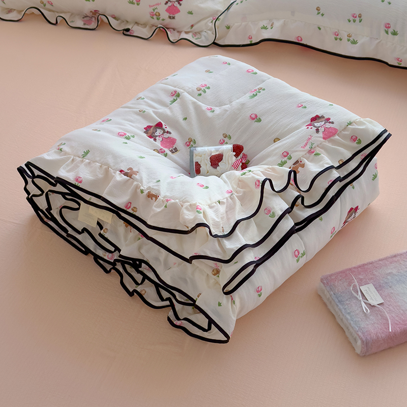 2025新款皱皱纱花边夏凉被空调被