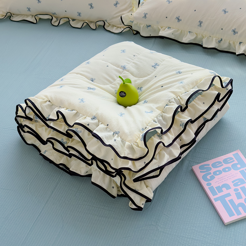 2025新款皱皱纱花边夏凉被空调被