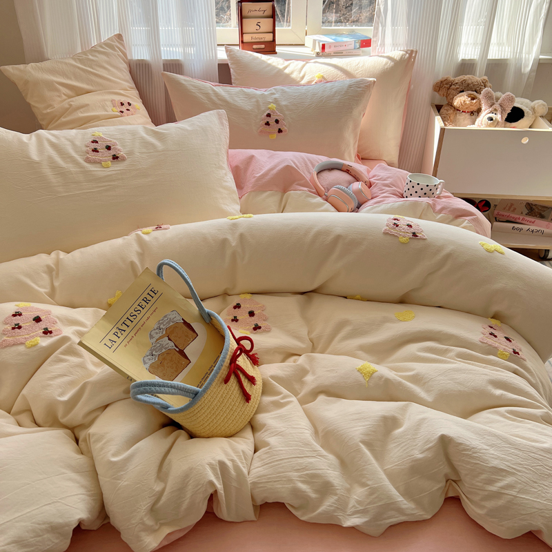 2025新款全棉色织水洗棉毛巾绣四件套