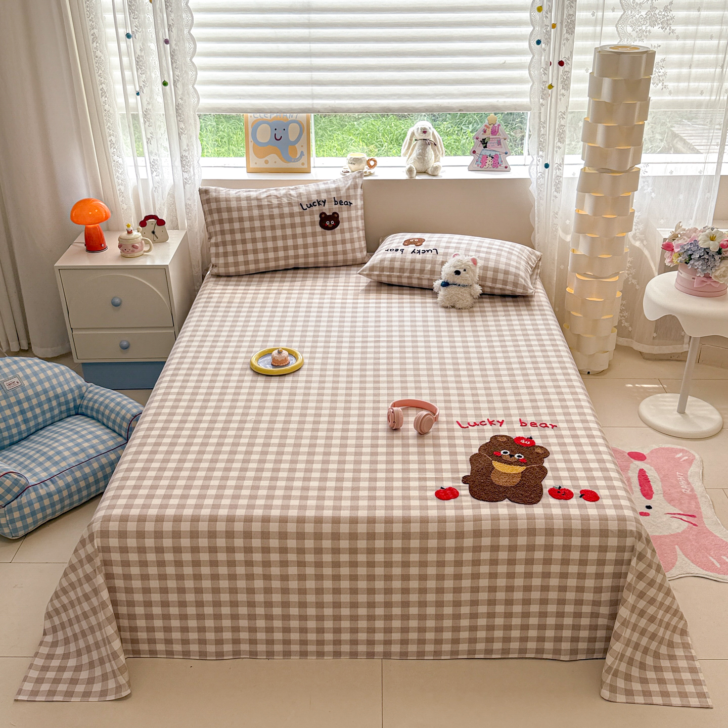 2025新款全棉磨毛毛巾绣单床单系列 熊熊满满