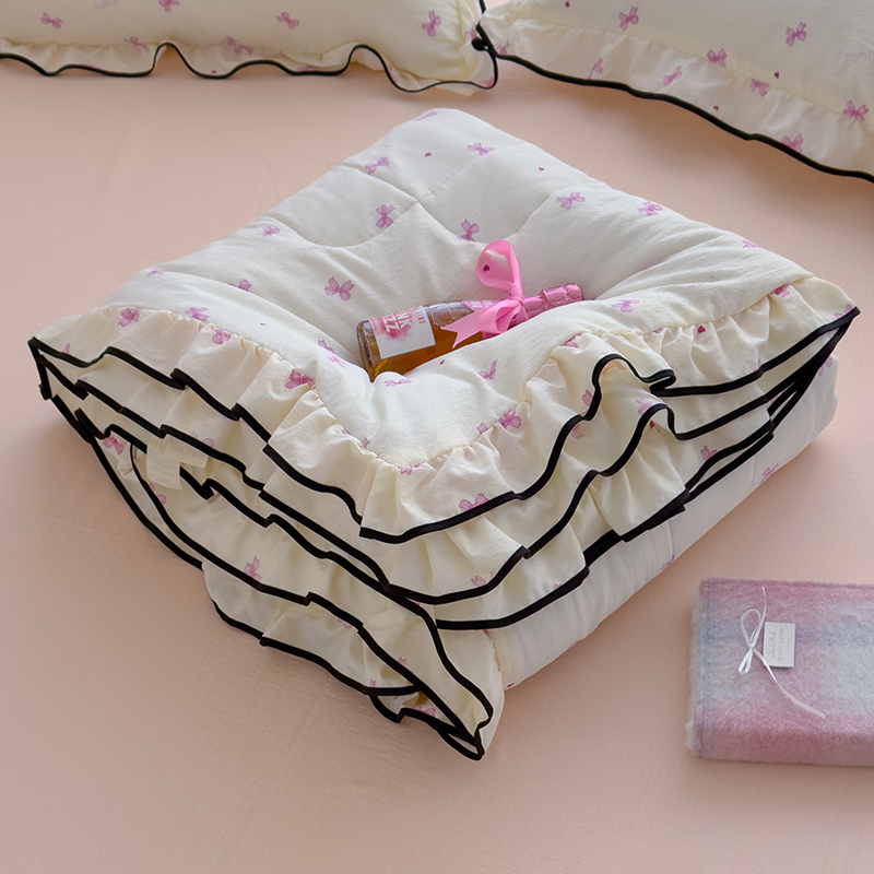 2025新款皱皱纱花边夏凉被空调被