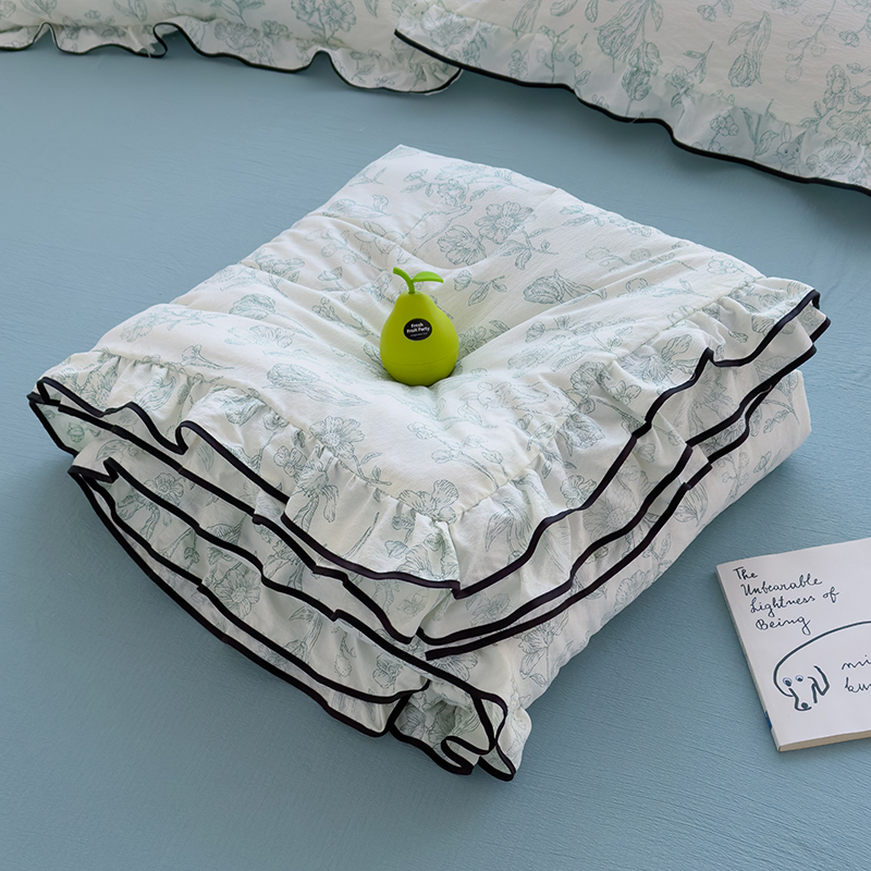 2025新款皱皱纱花边夏凉被空调被