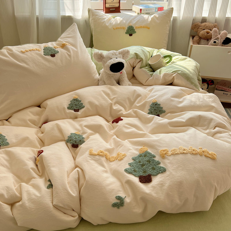 2025新款全棉色织水洗棉毛巾绣四件套