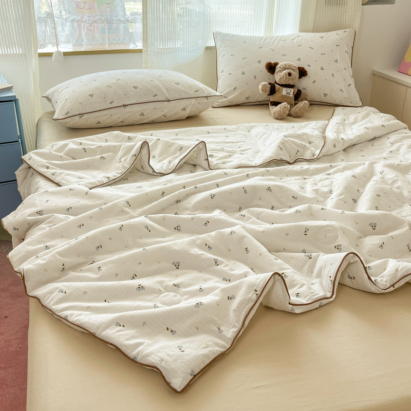 2025新款全棉柔软双层纱夏被四件套