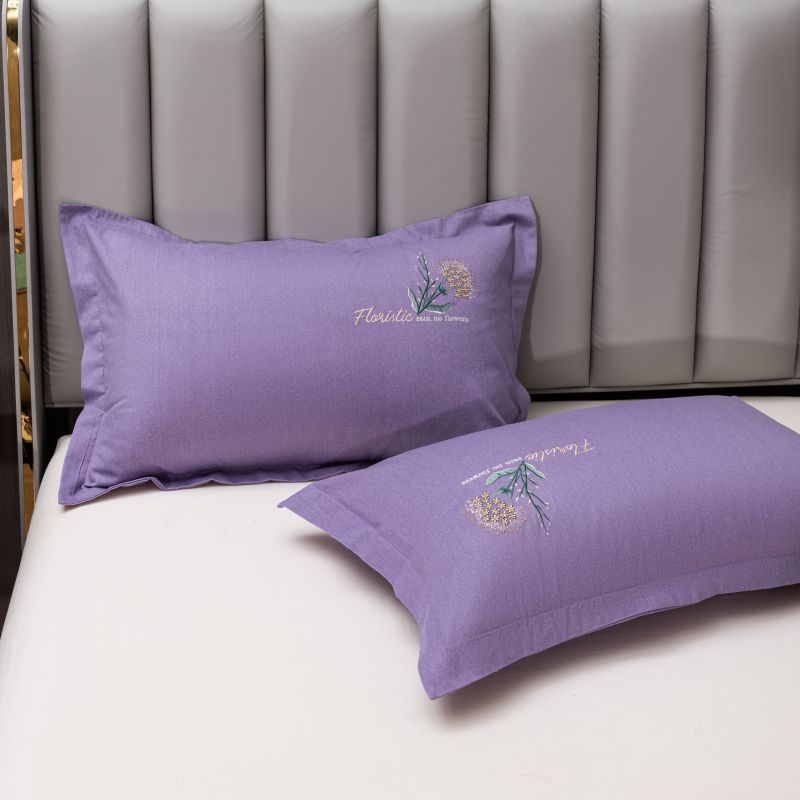 2022新款全棉磨毛单品枕套-丽莎 48*74cm一对 丽莎-紫色