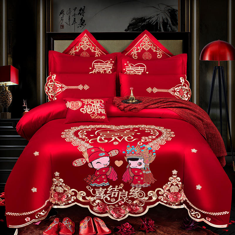 2023新款大红婚庆多件套系列 标准床单款（1.5m-1.8m床） 喜结良缘