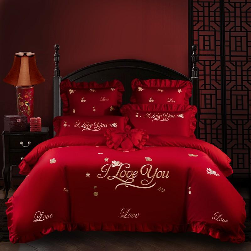 2023新款大红婚庆多件套系列 标准床单款（1.5m-1.8m床） 樱桃密语红