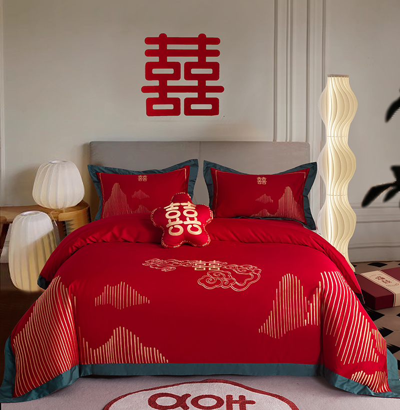 2024新品 全棉长绒棉100支婚庆结婚四件套多件套 小红书推荐热款