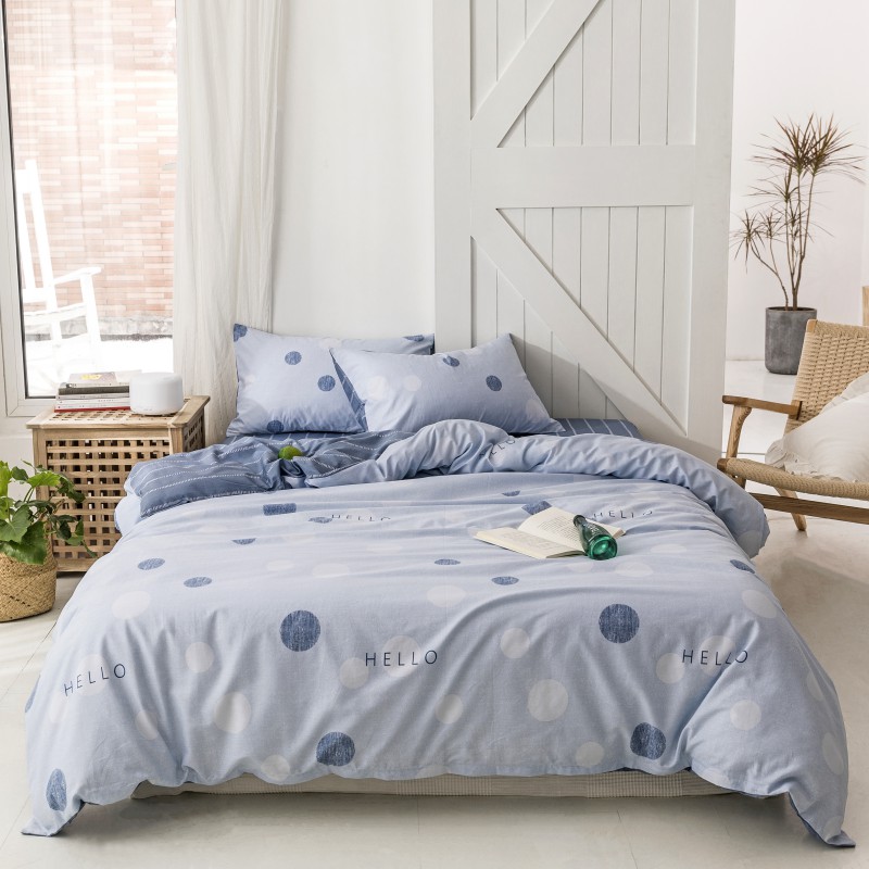 2019新款-全棉小可爱系列四件套（棚拍图） 床单款四件套1.5m（5英尺）床 hello圆点蓝