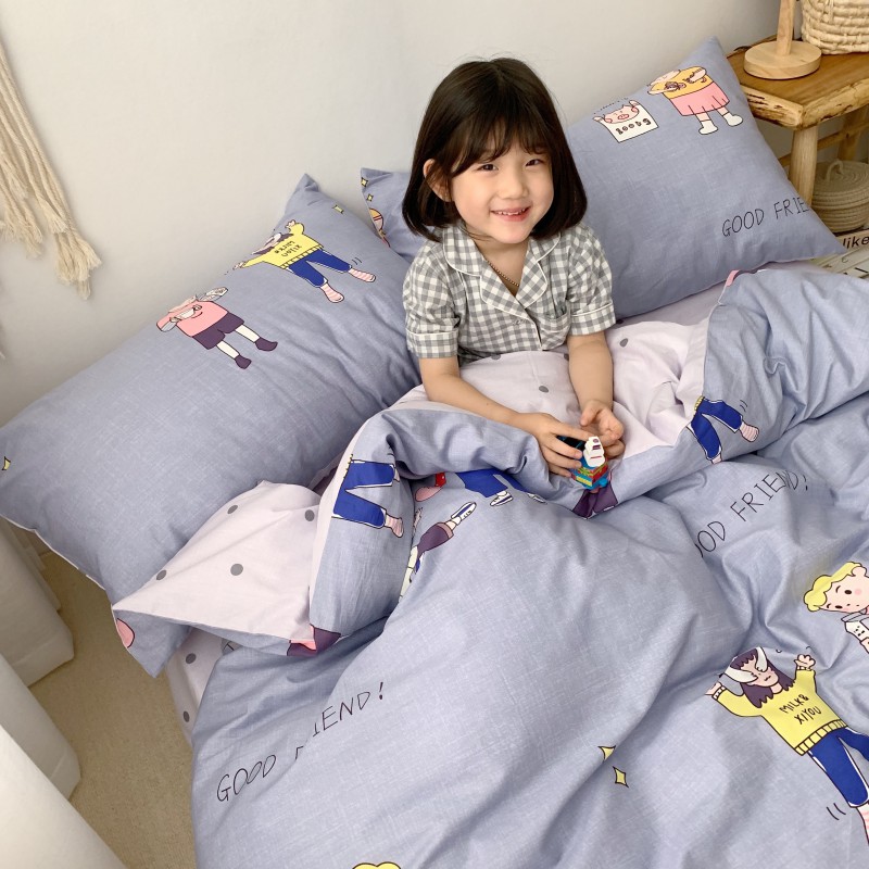 2019新款-全棉小可爱系列四件套（童模图） 床单款四件套1.5m（5英尺）床 好朋友