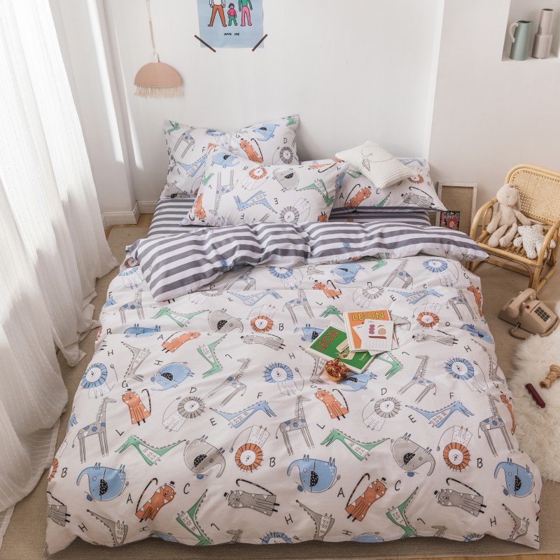 2019新款-全棉小可爱系列四件套 床单款四件套1.5m（5英尺）床 动物派对