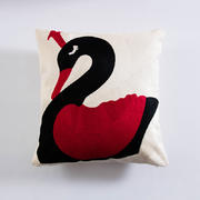 禾木家居 特种绣花 婚庆系列红双喜字抱枕靠垫 抱枕套（套子） 黑天鹅