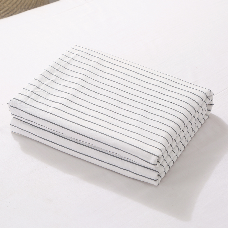 2020新款-全棉色织水洗棉条纹单被套 150x200cm 素颜白