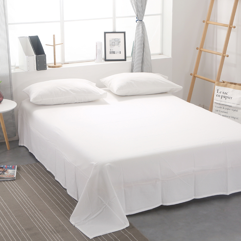 2020新款-全棉色织水洗棉纯色单床单 160cmx230cm 纯白