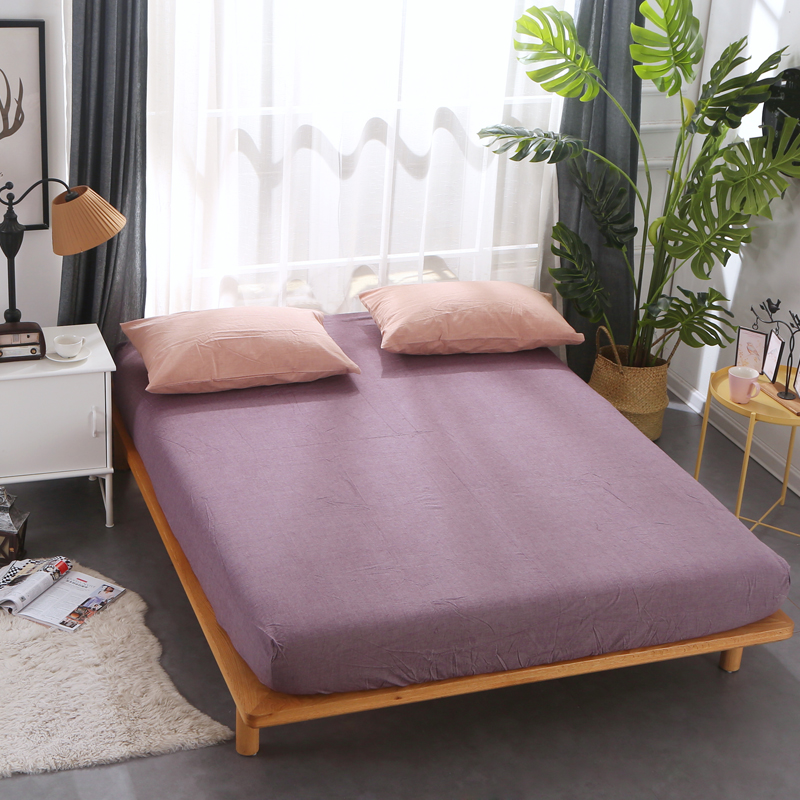 2020新款-全棉色织水洗棉纯色单床单 160cmx230cm 香芋紫
