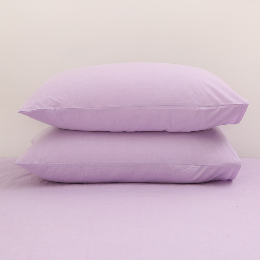 2020新款-全棉色织水洗棉纯色单枕套 48cmX74cm/一只 丁香紫