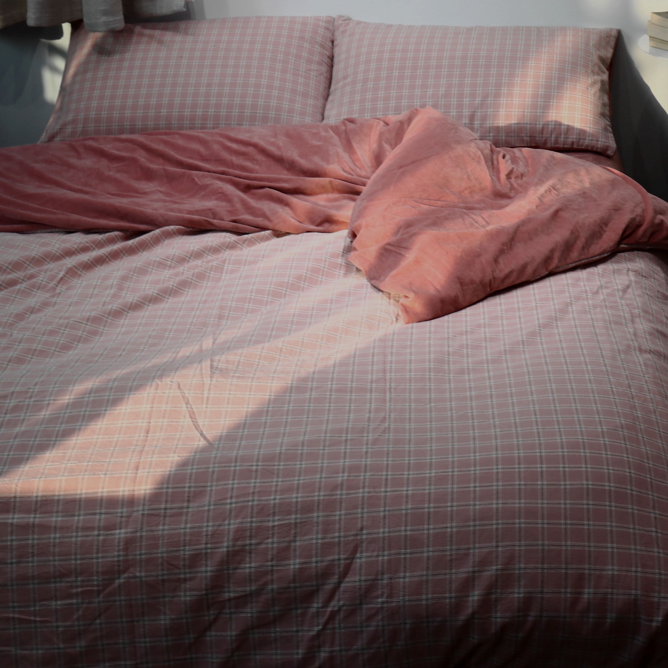 2020新款-全棉水洗棉拼绒保暖四件套 床单款三件套1.2m（4英尺）床 布丁豆沙