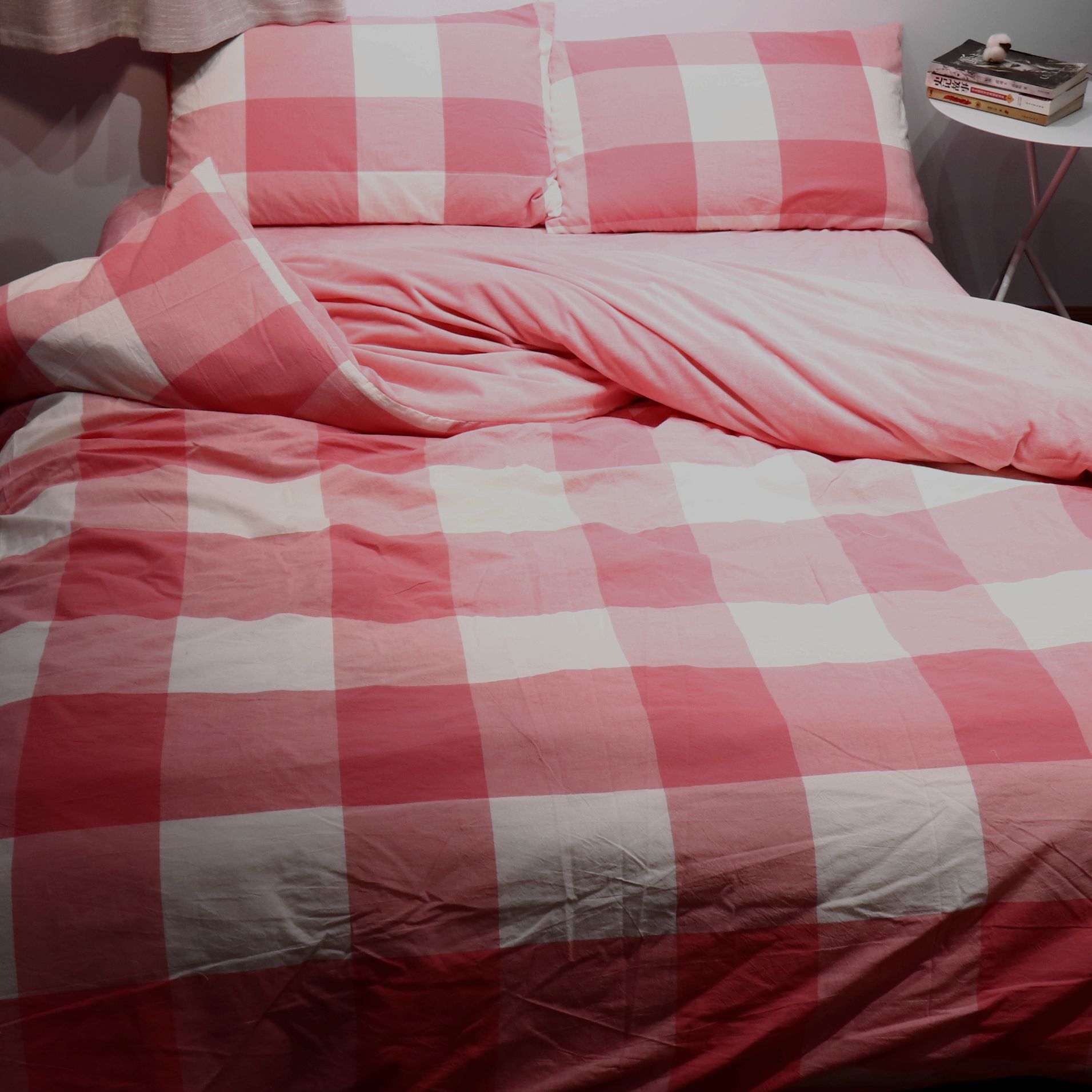 2020新款-全棉水洗棉拼绒保暖四件套 床单款三件套1.2m（4英尺）床 红粉知己