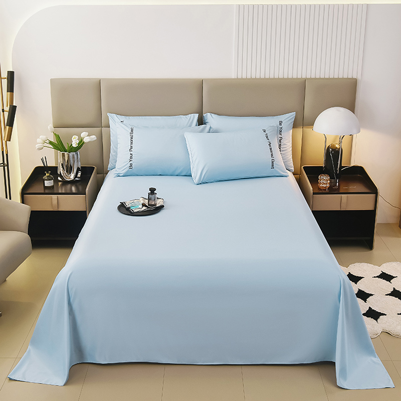2024夏季单床单新款单床单水洗真丝单床单天丝冰丝系列--单床单 250x245cm 浅水蓝
