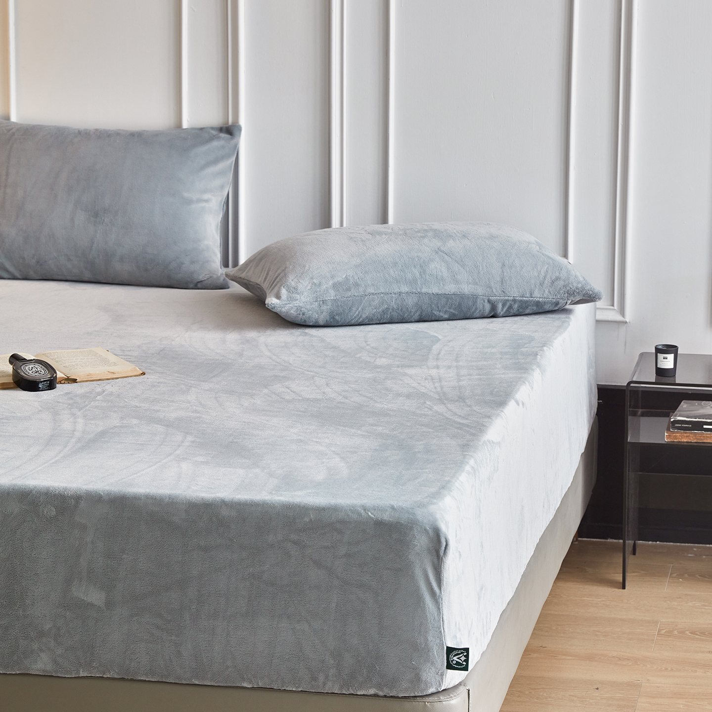 2025新款纯色牛奶绒床笠-芙妮系列-风格二 芙妮-印月灰