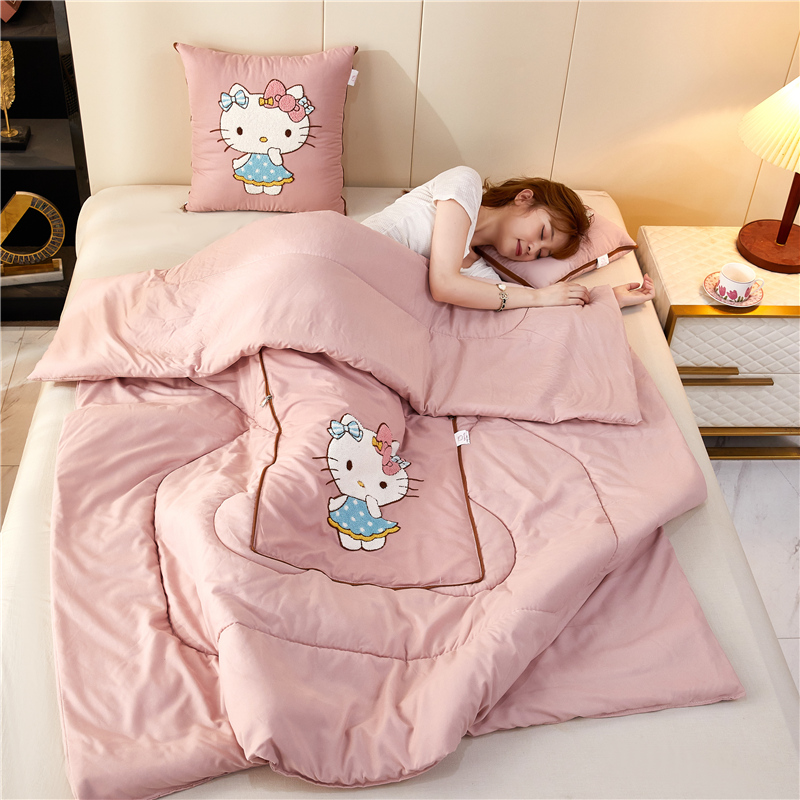 2023新款四季款Hello Kitty抱枕被 50*50cm  打开145*190cm 粉色