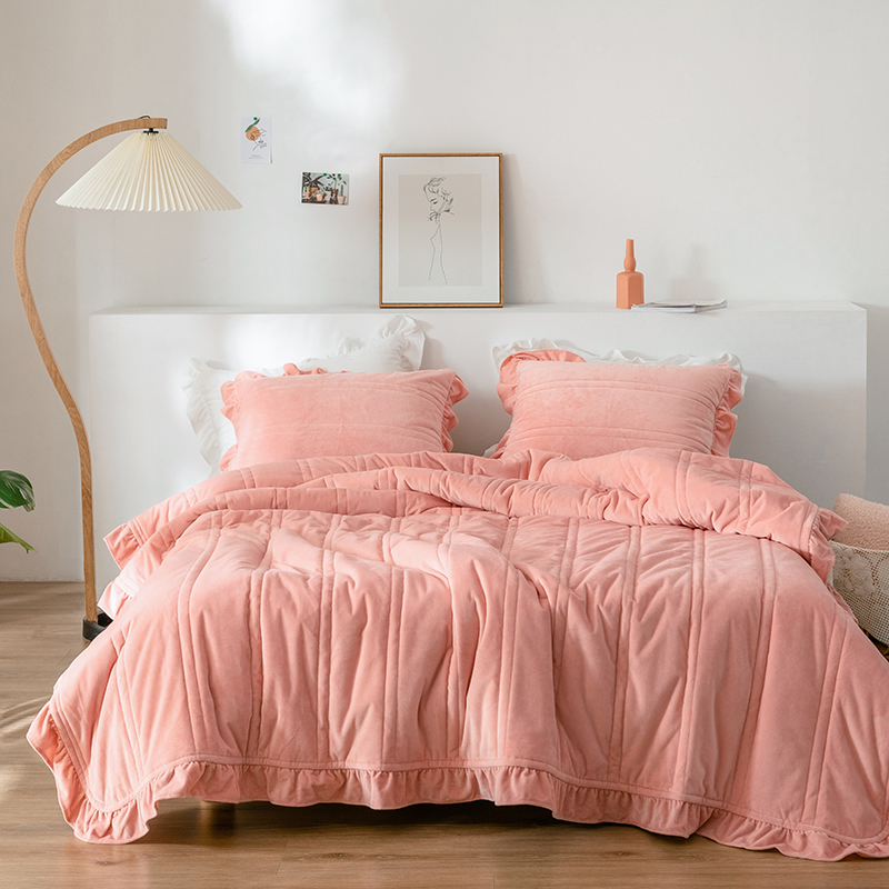 新款-韩国绒三件套 1.2m床单款三件套 粉色