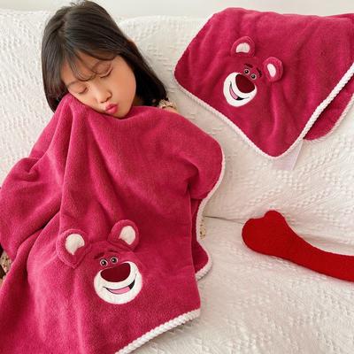 2023新款载小盖被➕枕巾速干套巾两件套--草莓熊 35*75cm.70*140cm 草莓熊-红