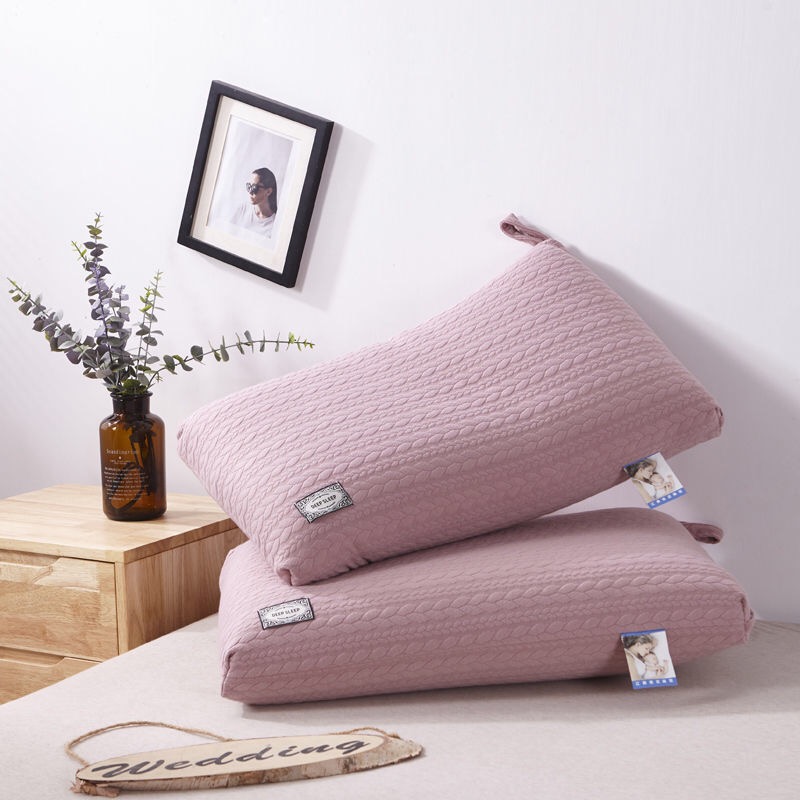 全棉针织热熔护颈枕芯  保健助眠枕头 针织热熔枕  玉色