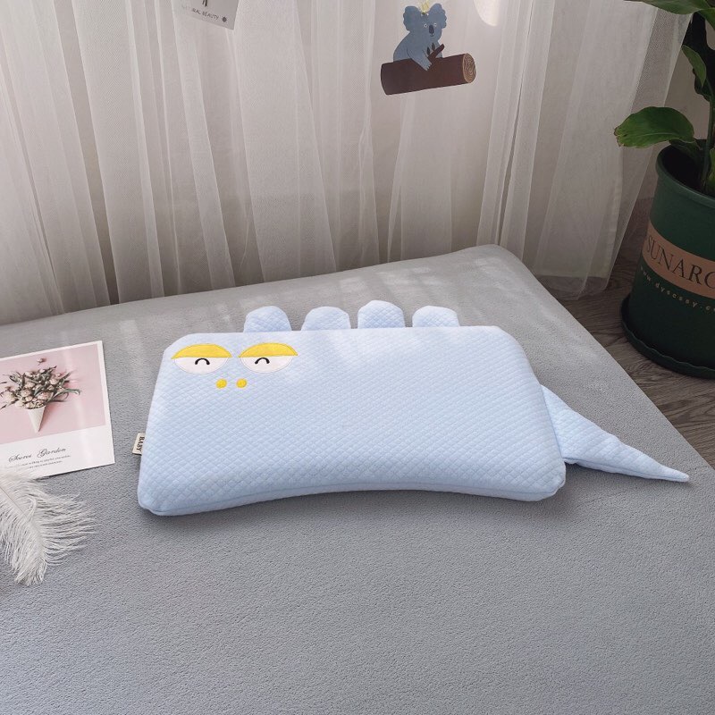 趣味卡通定位婴儿乳胶枕头枕套 0-3岁儿童枕芯 趣味婴儿乳胶枕  蓝恐龙