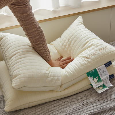 2023新款牛奶润肤纤柔枕 48*74cm 牛奶丝枕头枕芯 牛奶润肤羽丝枕  米白  低枕 二只装