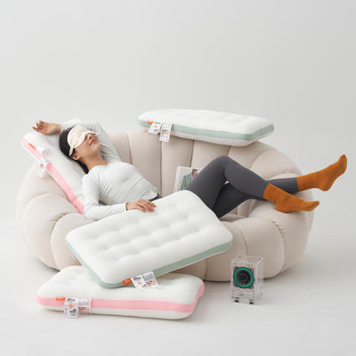 2023新款3D科技水洗枕 透气网眼低枕芯按摩针织枕头 3D科技透气枕-粉色