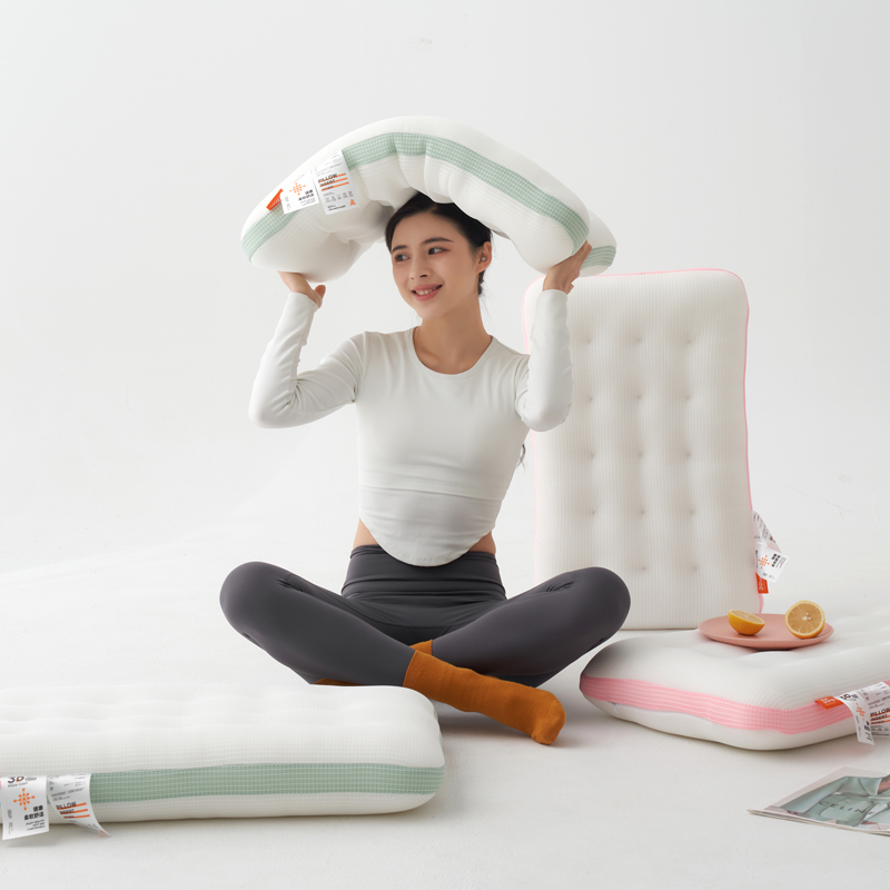 2023新款3D科技水洗枕 透气网眼低枕芯按摩针织枕头 3D科技透气枕-绿色