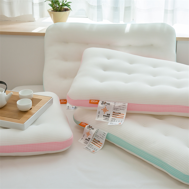 2023新款 3D透气羽丝绒枕头  科技透气护颈枕芯 3D科技透气网枕-粉色